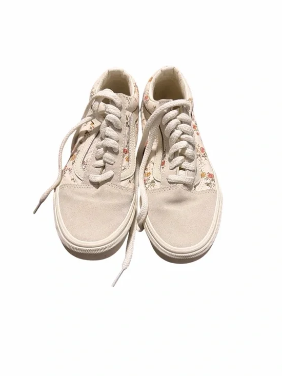 Vans Floral Canvas Low-Top Sneakers - Cream with Pink & Green Accents - Picture 1 of 5